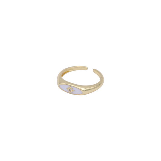 White Sparkle Signet Ring