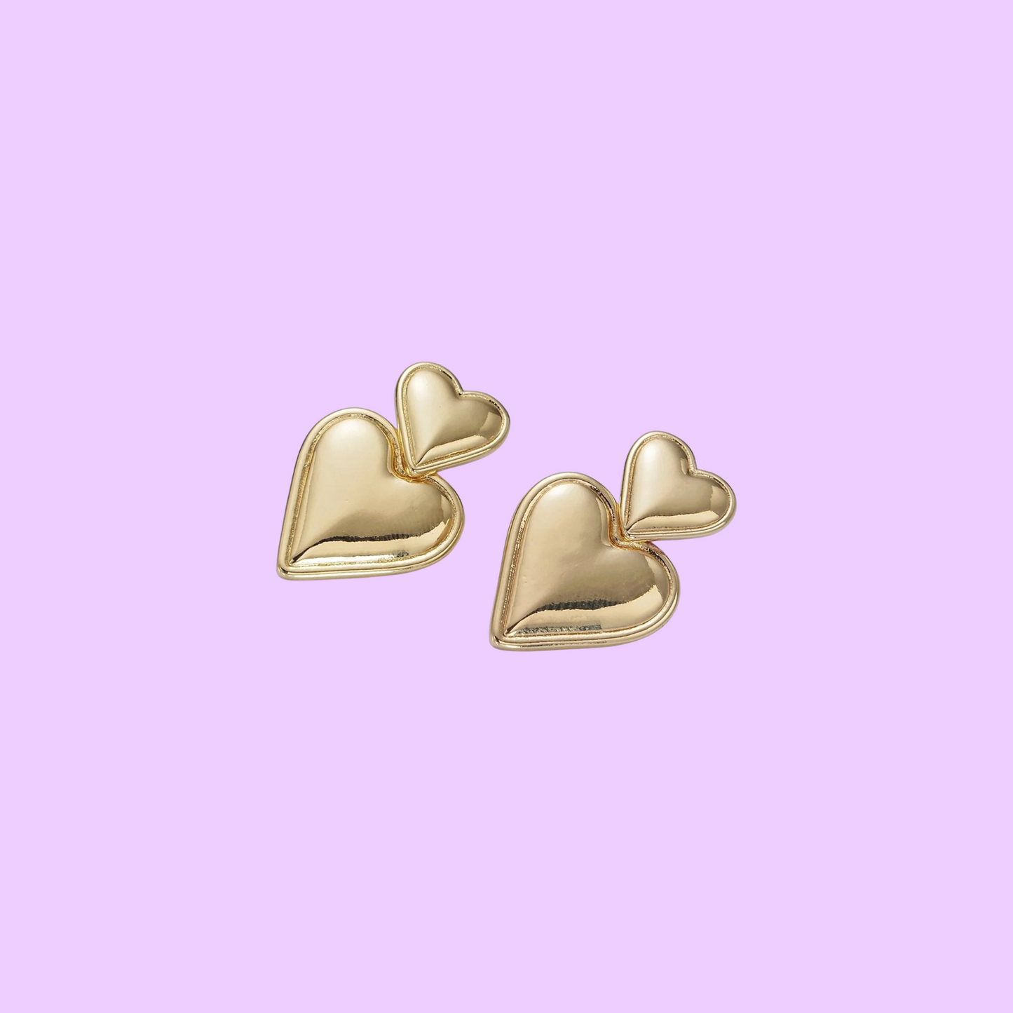 Double Heart Earring- Gold